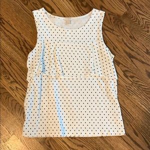 Navy blue and off white polka dotted tank